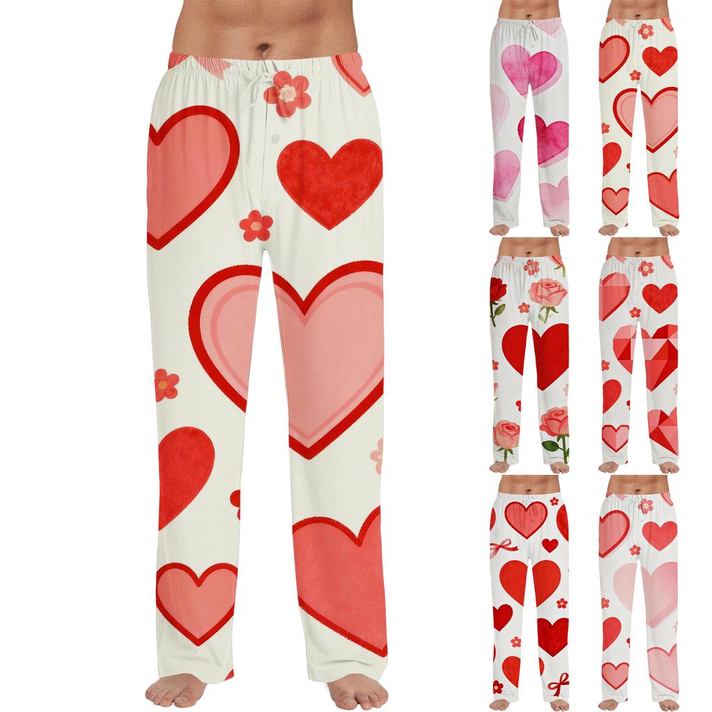 Herren Valentinstag Mode Bedruckte Lässige Hose mit geradem Bein