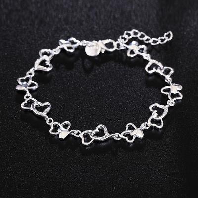 925 Sterling Silver Heart-shaped AAA Zircon Bracelet Fashion Jewelry