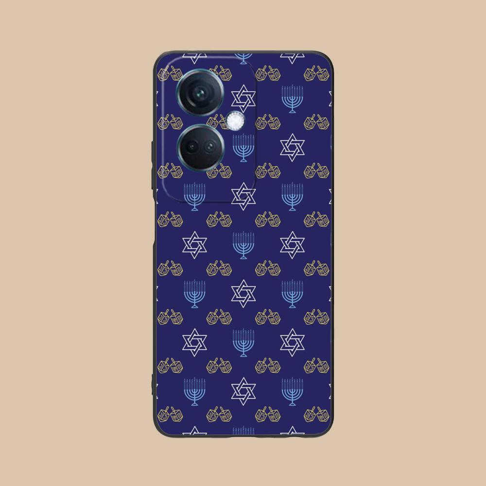 Jewish Hanukkah Mobile Phone Case for OPPO Reno 14 13 12 11 10 9 8 7 6 5 F T Pro 5G Colorful Printing Cover Luxury Cover Pretty