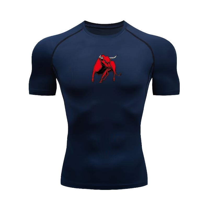 

Mens Slim Fit Workouts Sports Short Sleeve Running Comfortable Breathable Quick-Dry T-Shirt Sweat-Resistant Elastic Fitness Suit XXXL темно-синього кольору