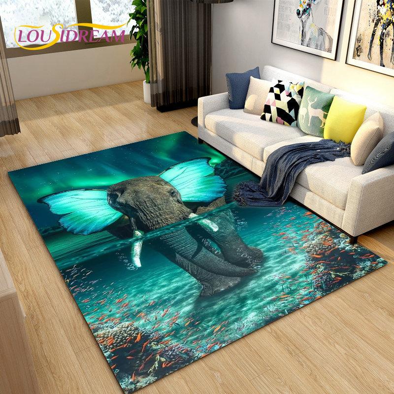 Elephant Ganesha Series  Area Rug Large,Carpet Rug for Living Room Bedroom Sofa Doormat Decoration,kids Play Non-slip Floor Mat