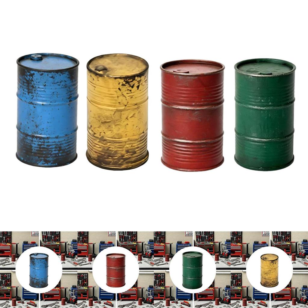 Oil Barrel Model Decoration Accessories 1/64 Compact Collectible Miniature Sculpture Weathered for