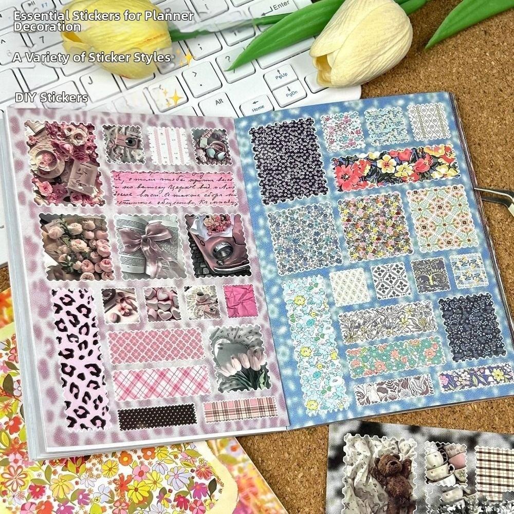 Retro Floral Stamp Collection Stickers DIY Scrapbooking Sticker GIfts Y2K Stickers Book