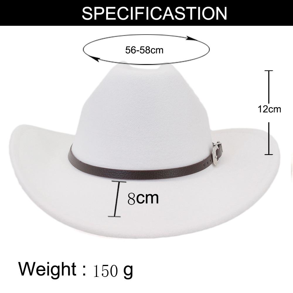Chapeau de Cowboy Western Vintage avec Ceinture Noire Chapeau Fedora en Feutre pour Homme Chapeau Jazz Cowgirl Cloche Église Sombrero Hombre Casquettes