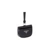 Enamel Triangle Logo Magnetic Closure Leather Headphone Case Women Accessories Black 1ZD018_ZO6_F0002