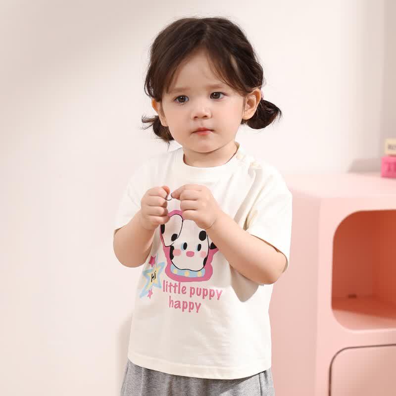 LUSON Baby Girl's Cartoon Print Short Sleeve T-shirt
