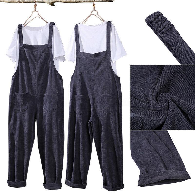 Autumn/Winter Solid Color Casual Corduroy Long Overalls