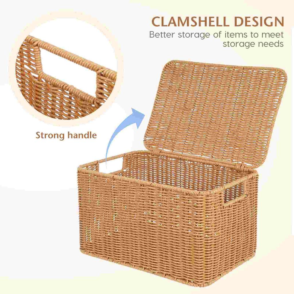 Woven Storage Basket Snack Containers Sundry Receiving Drawer with Lid Clothes Iron Frame Pp Rattan Multi-function Clothing