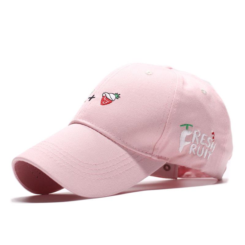 Spring new cute D fruit embroidery women's curved brim large brim outdoor baseball cap