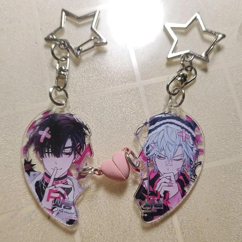 Anime ALIEN STAGE IVAN TILL Portachiavi Cosplay Unisex Magnete a Cuore in Acrilico Portachiavi 2 Pezzi/set Portachiavi Accessori Borsa Regalo