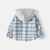 Korean-Style Boys' Hooded Plaid Shirt, Long-Sleeved Children's Clothing, 2026 New Arrival