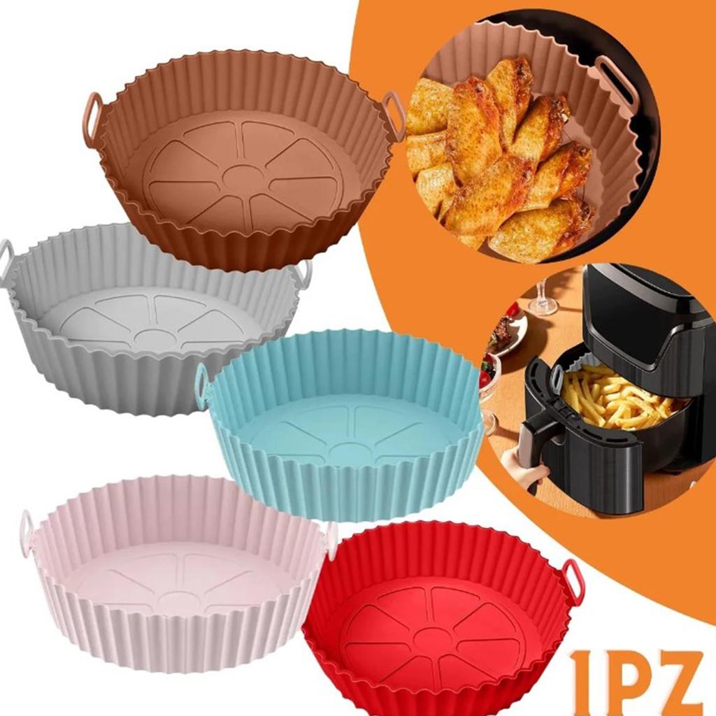 Fryer Liner Round Thickened Food Grade Silicone Flexible Easy To Clean Reusable Fryer Pot Pink