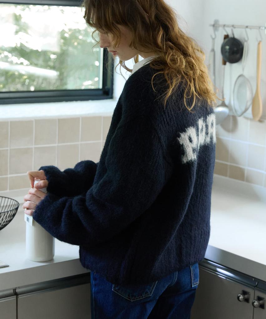 OPENDOORSTUDIO Paris Lettering Knit Navy