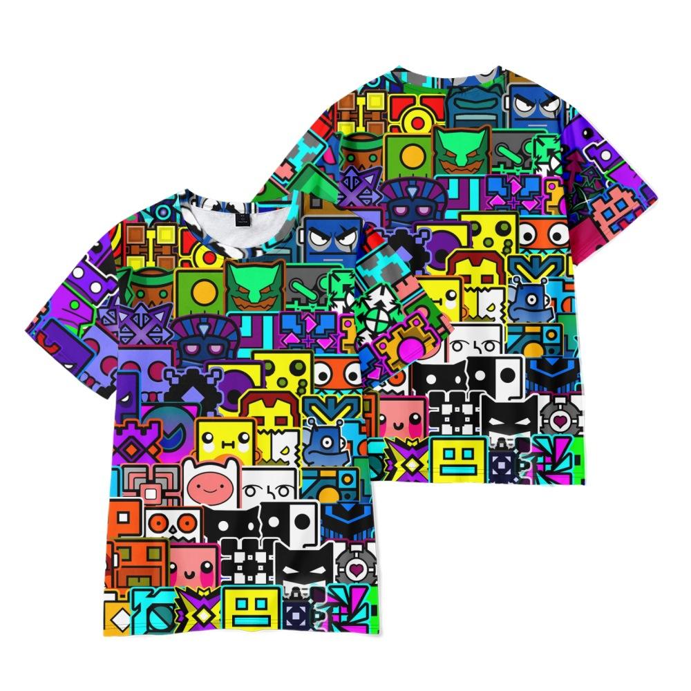 

Geometry Dash 3D Печать Спортивная Быстросохнущая Дышащая Мужская Футболка Уличный Стиль Короткий Рукав XS