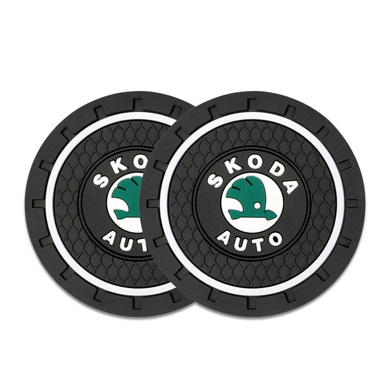 

2Pcs Car Coasters Water Cup Slots Non-Slip Mat Waterproof Drink Pad For Skoda Octavia Kodiaq Fabia Rapid Superb A5 A7 2 Kamiq cup pad