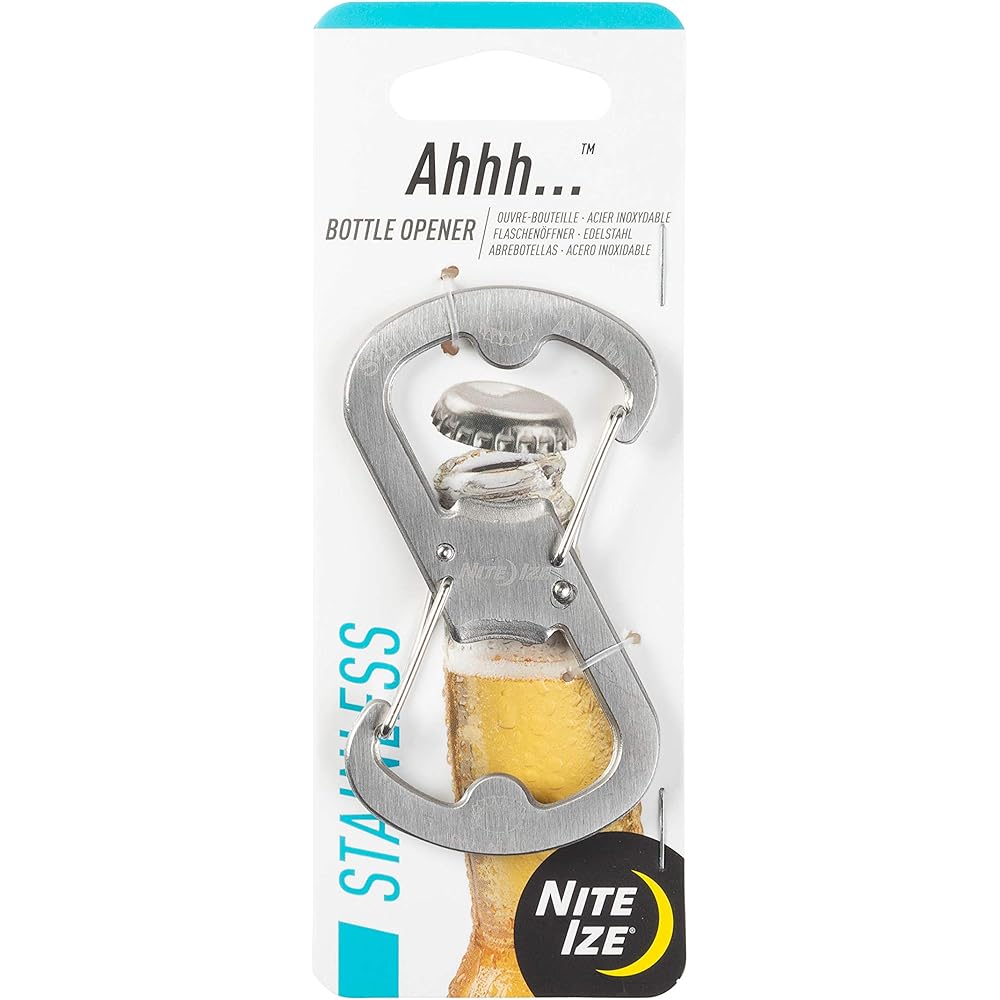 Nite Ize S-Biner Bottle Opener Silver Durable Stainless Steel Keychain Tool