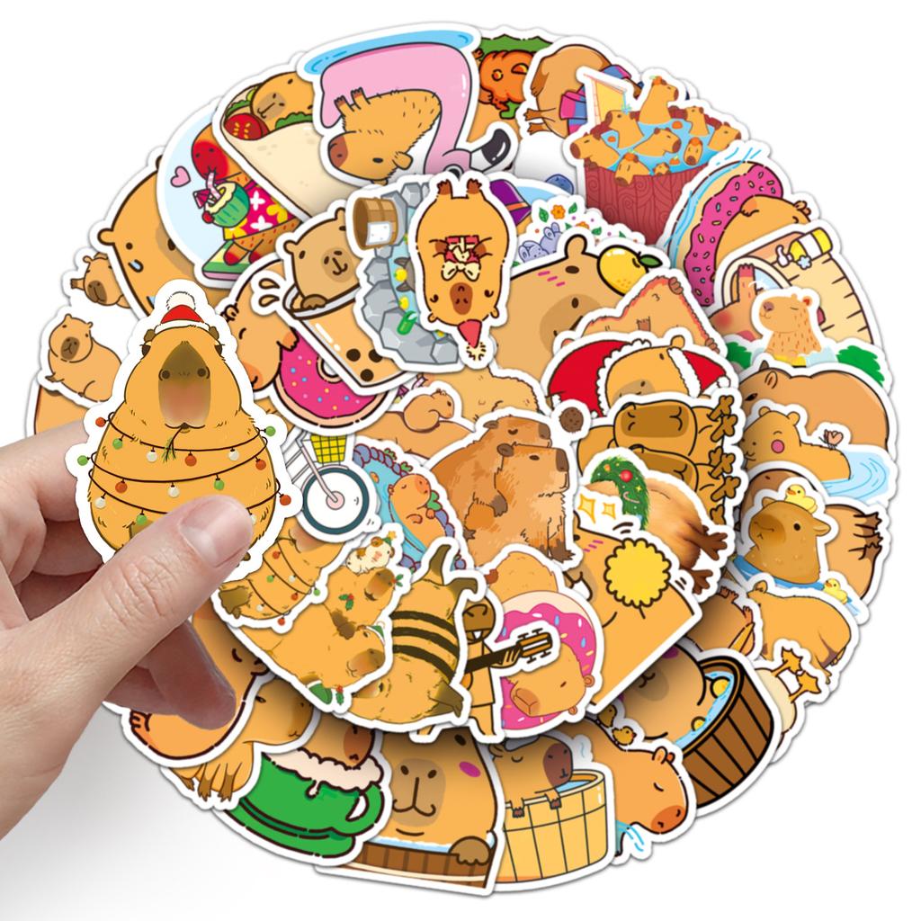 50 Capybara Doodle Cartoon Animal Kapibala Guka DIY Suitcase Stickers Waterproof
