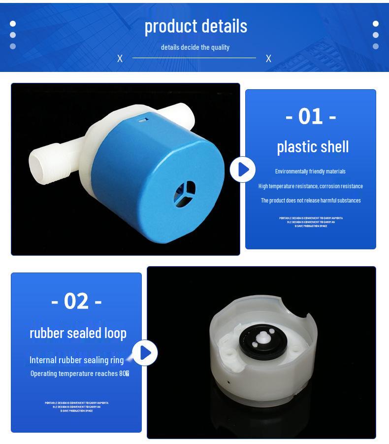 Fully Automatic Blue & White Plastic Water Level Control Valve with 4-Point Side Inlet for Water Tanks