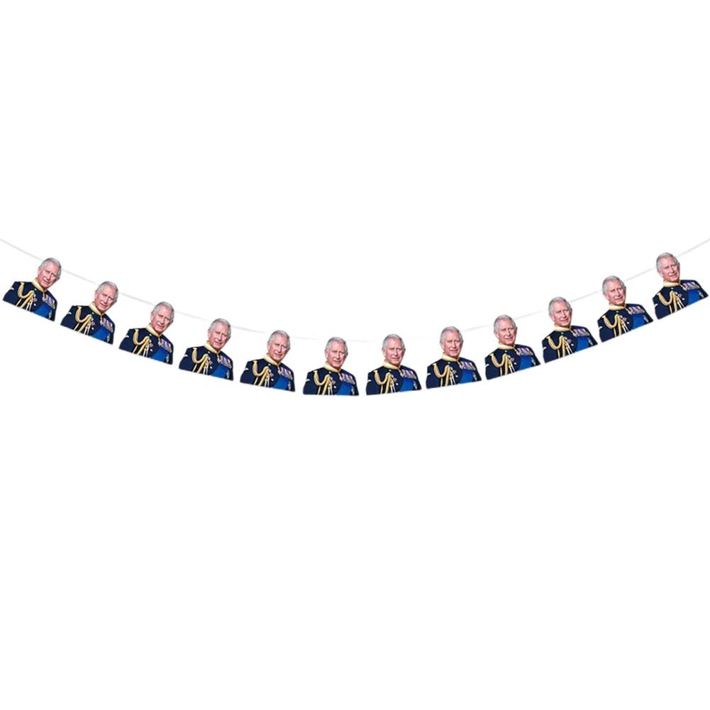 King Charles III Coronation Bunting Banner Set Vibrant Colors Union Jack Bunting Flags Multi-shape for Party Hanging Decoration