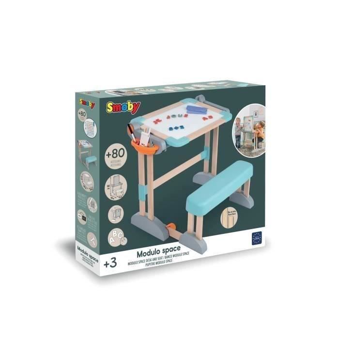 Smoby - Bureau Modulo Space - Transformable en Tableau Double Face - 80 Accessoires Inclus - Dès 3 Ans - 420304