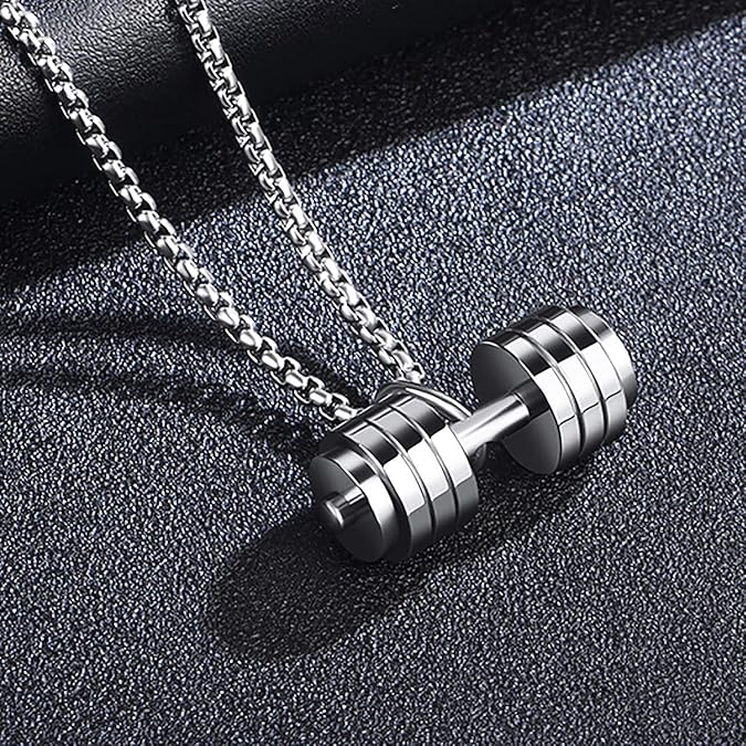 Lightweight And Comfortable Gym Pendant Necklace For Women Cool And Eye-catching Dumbbell Pendant