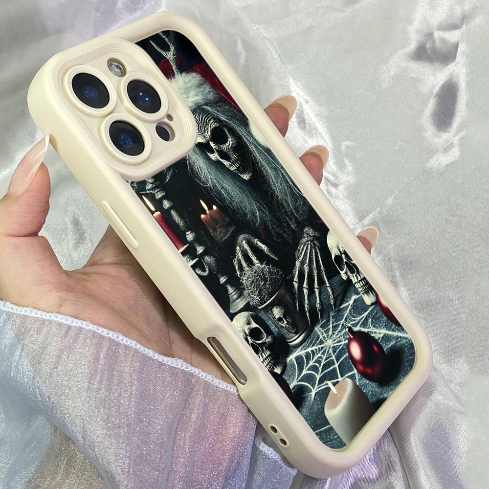 JT476 Kostlivec s vánoční čepicí Milovník lebek pro iPhone 17 16 15 14 Pro Max Samsung S26 S25 Ultra A17 A07 A56 A16 Xiaomi 15T Redmi 15c 14C Měkký kryt