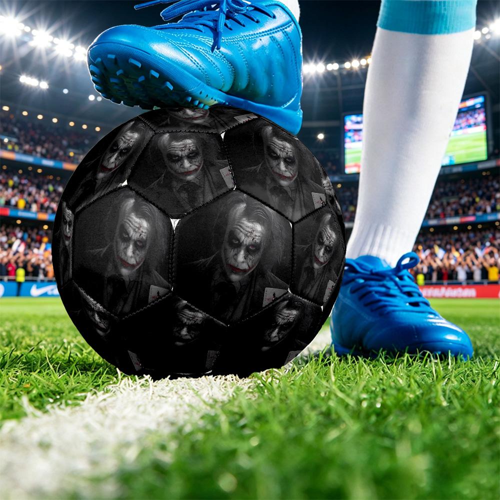 Joker Printed Size 5 Standard Football, Waterproof PU Training Soccer Ball for Outdoor Sports