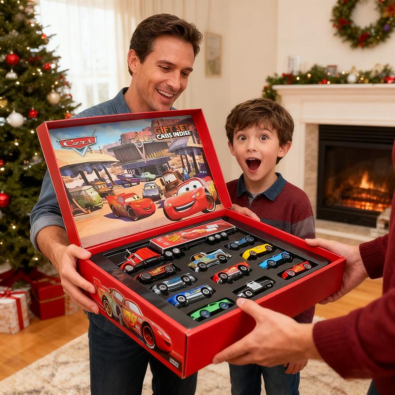 12Pcs Disney Pixar Cars Gift Box Metal Diecast lightning McQueen Car Model Toy Jackson Uncle Truck Boy Birthday Toys