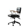 Home Office Schreibtischstuhl, Ergonomischer Ledersessel für den Computer mit Rollen und Eichenholz-Armlehnen, Höhenverstellbarer Drehstuhl für Führungskräfte