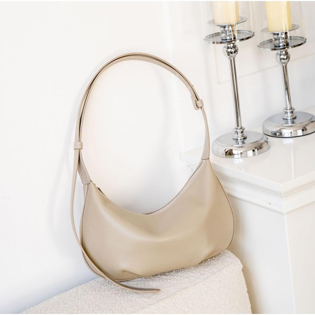 Cowhide Women Single Shoulder Crossbody Simple Multi-compartment Dumpling Bag Large Capacity Pretty Girl Aunt Mother Bag