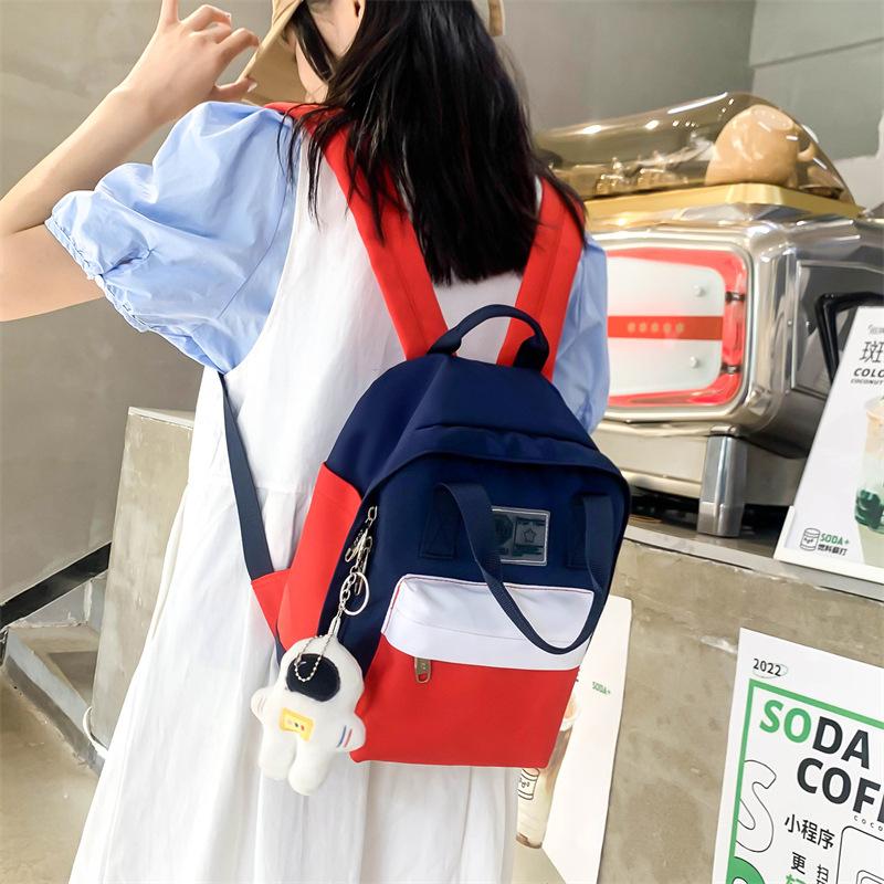 Girls casual small backpack Korean version of Harajuku high school female middle school student ins Japanese contrasting color backpack female