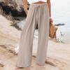 2023 Trendy Wide-Leg Elastic Waist Solid Color Casual Pants