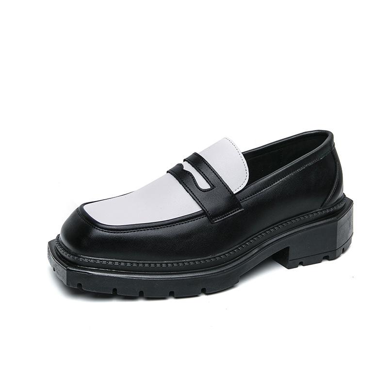 Men s Cross-Border Thick Sole Height Increasing Retro Lace-Up Leather Shoes 45