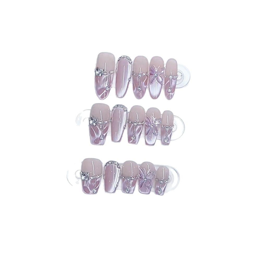 Hand-woven Armor Purple Sparkling Three-dimensional Relief Butterfly Pure Temperament Manicure Stickers