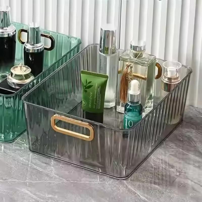 3/2Pcs Multi-Purpose Plastic Organizer Green Rectangular Storage Box with Handle for Bathroom Makeup Pet Kitchen Pantry