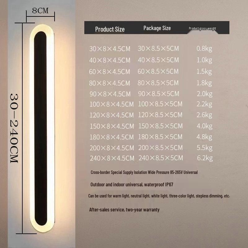 Outdoor Long Wall Lamp for Living Room, TV Background, Bedroom, and Study