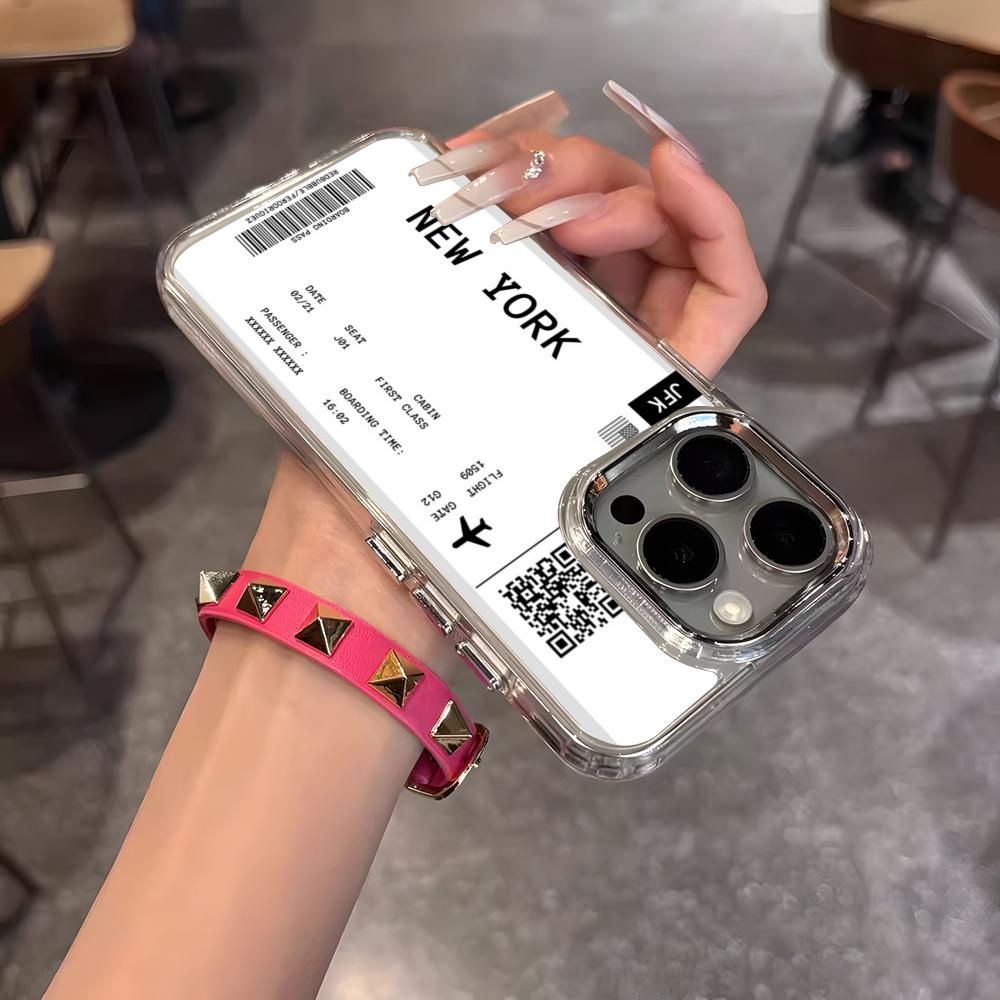 Plane Fight Ticket Phone Case For IPhone 17 Air 16 15 14 13 12 11 Pro Pro Max Plus Transparent Soft Cover