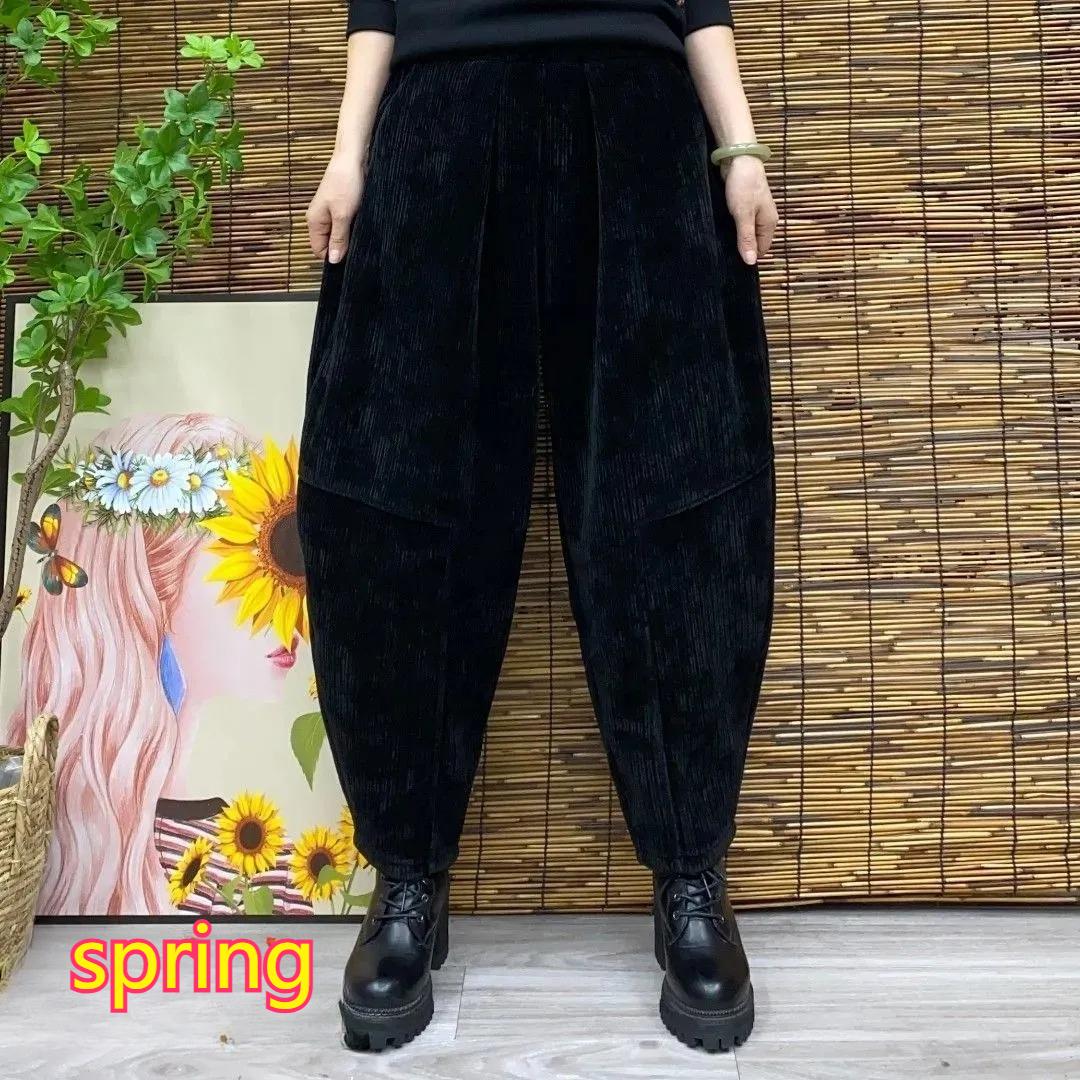 

Осень и Зима Шаровары Вельвет Плюс Бархат Толстые Свободные Модные Повседневные Шаровары Женские M