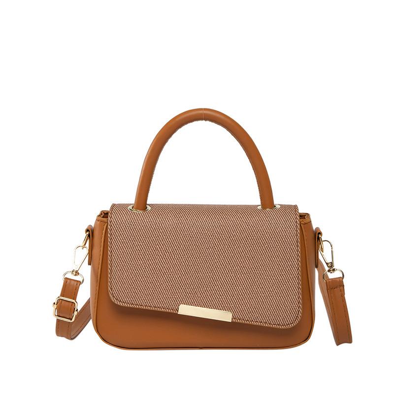 Pack Enjoy Time Popular Texture Splicing 2025 New Trendy Casual Fashion Simple Solid Color Foreign Style One Shoulder Crossbody Bag