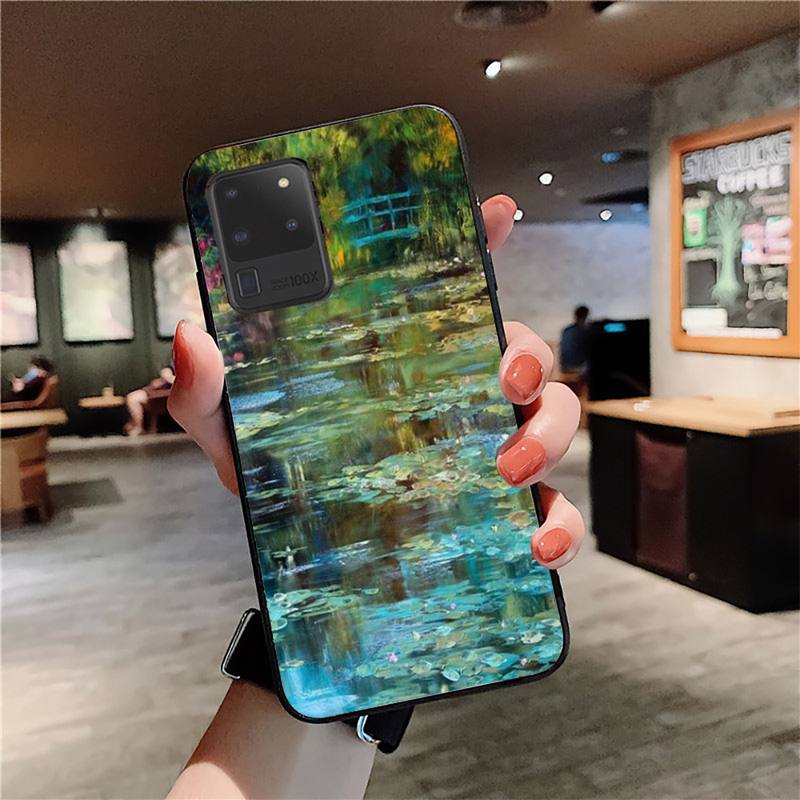 Monet Garden Lotus Bridge Phone Case for Samsung S20 Lite S21 S10 S9 Plus for Redmi Note8 9pro for Huawei Y6 Cover
