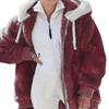 Women Loose Thick Plush Zipper Hooded Fall Winter Outerwear Coat