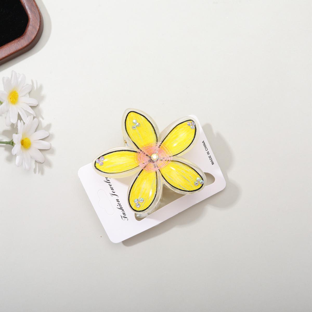 

Rhinestone Plumeria Shark Claw Hair Clip - Summer Floral Accessory