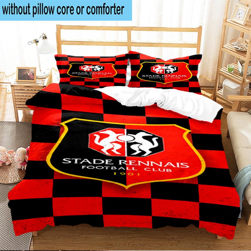 3PCS Stade Football Club Crest Bedding Set,Including 1pc Duvet Cover And 2pcs Pillowcases Perfect for Bedroom, Dormitory, Fan Christmas gift