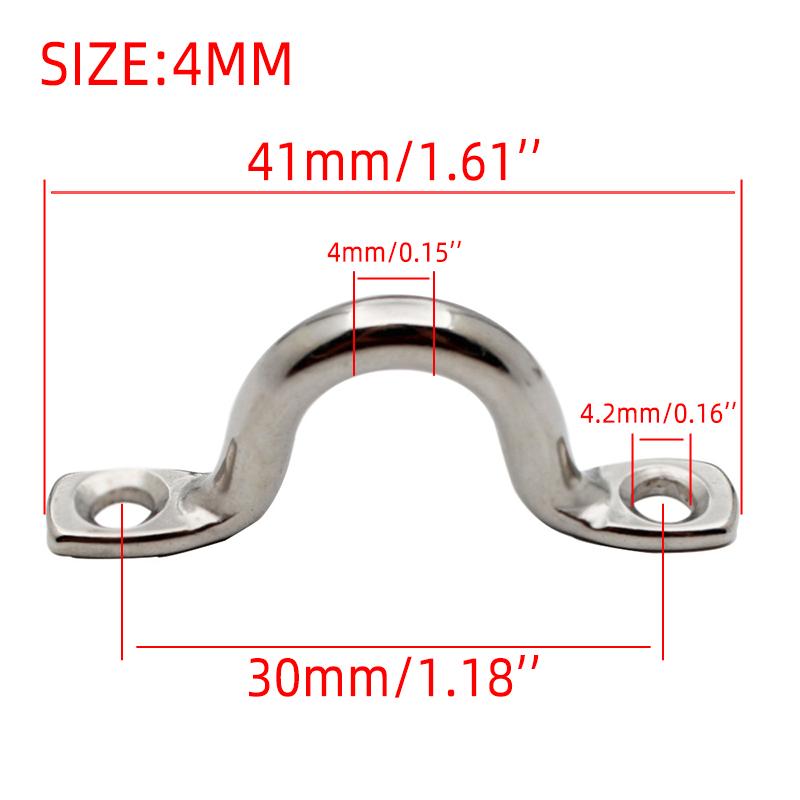 4x Handle 4/5/6/8/10mm Stainless Steel Wire Eye Strap Boat Marine Tie Down Fender Hook Canopy Silver RV Engines Accessories