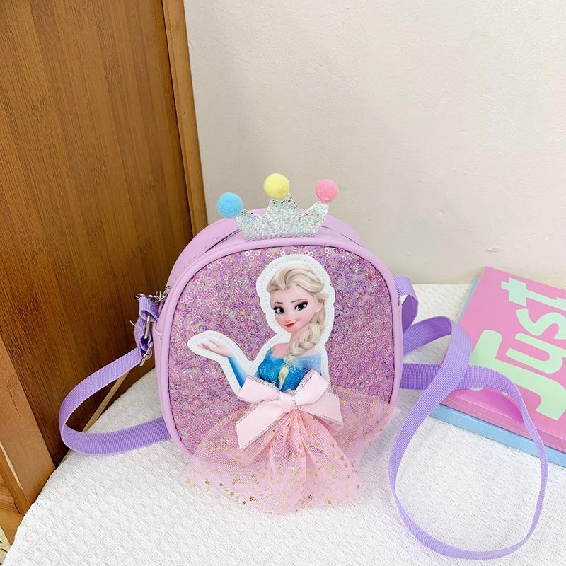 Children's Bag Cute Princess Bag Sequined PU Bag Children's Shoulder Bag Messenger Bag Bag Little Princess Portable Girl