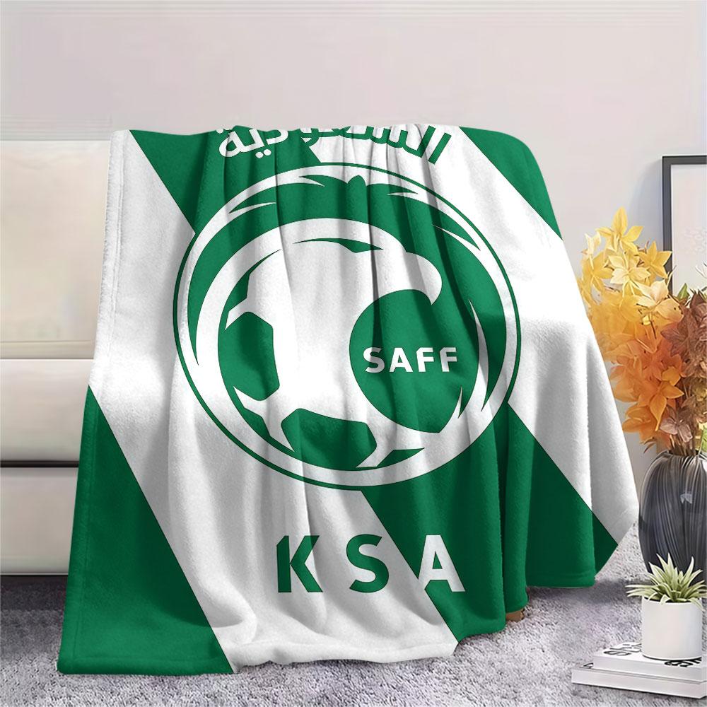 1PC Saudi Arabia National Football Team Patterned Flannel Blanket Suitable For All Seasons for Home Decor Warmth and Comfort Gifts Holiday Present