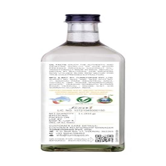 TURRITOPSIS Jadalny Czysty Olej Kokosowy do Gotowania Tłoczony na Zimno USDA Organic Tłoczony na Drewnie Nierafinowany Naturalny 1 Litr Opakowanie 1 szt.
