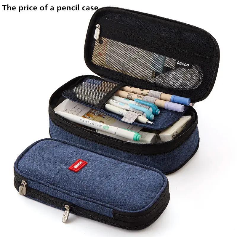 Double-layer Retractable Pencil Case, Large-capacity, Korean and Japanese Style, Macaron Color Block Design, Upgraded Pencil Box.