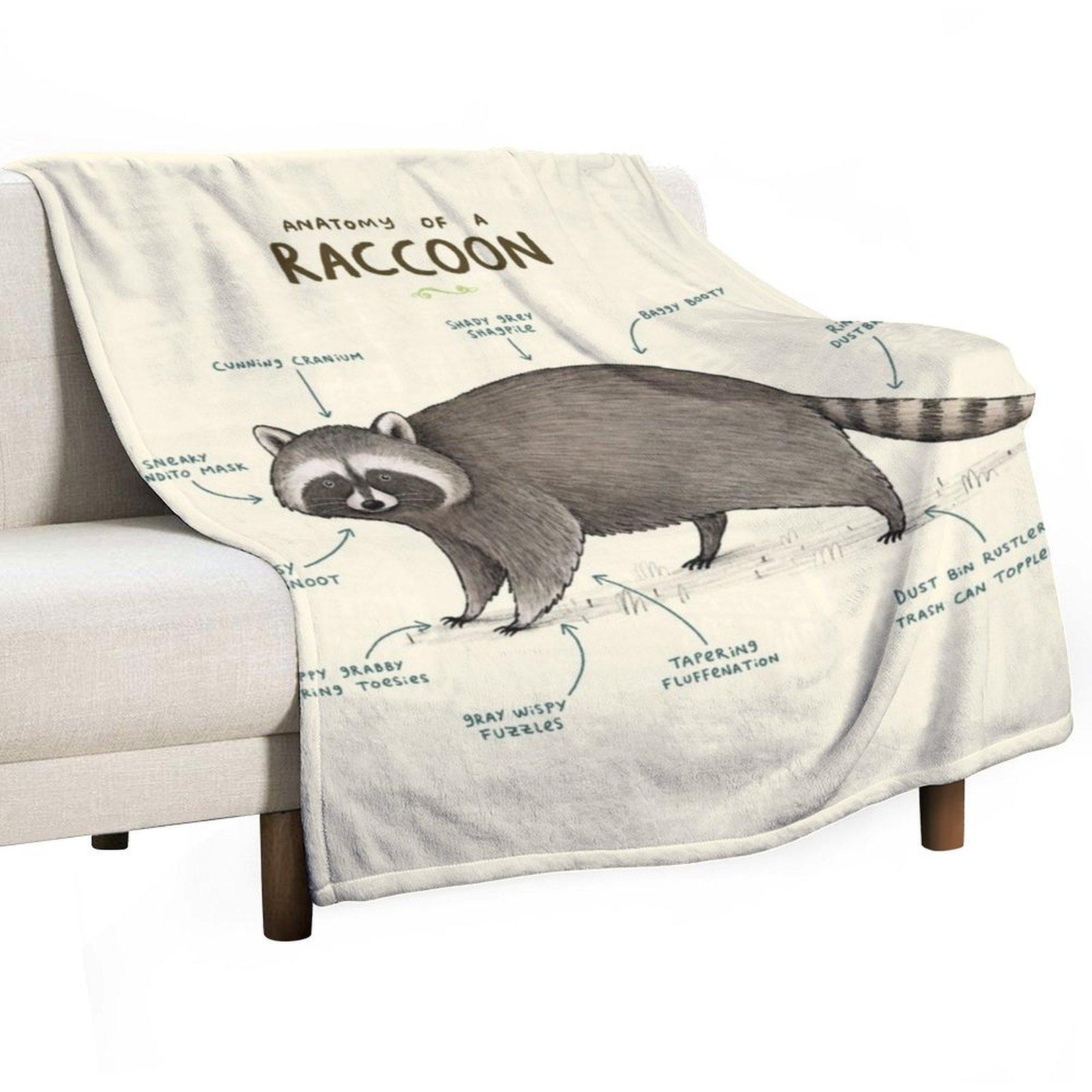

Anatomy of a Raccoon Throw Blanket Sofa Furrys Comforter Luxury St Blankets 30x40in