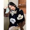New Winter Scarf for Women with Dog Pattern  Cute College Style Wool  Korean Style Atmosphere  Couple Travel Scarf for Men